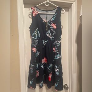 Navy Above Knee Floral Hawaiian Dress